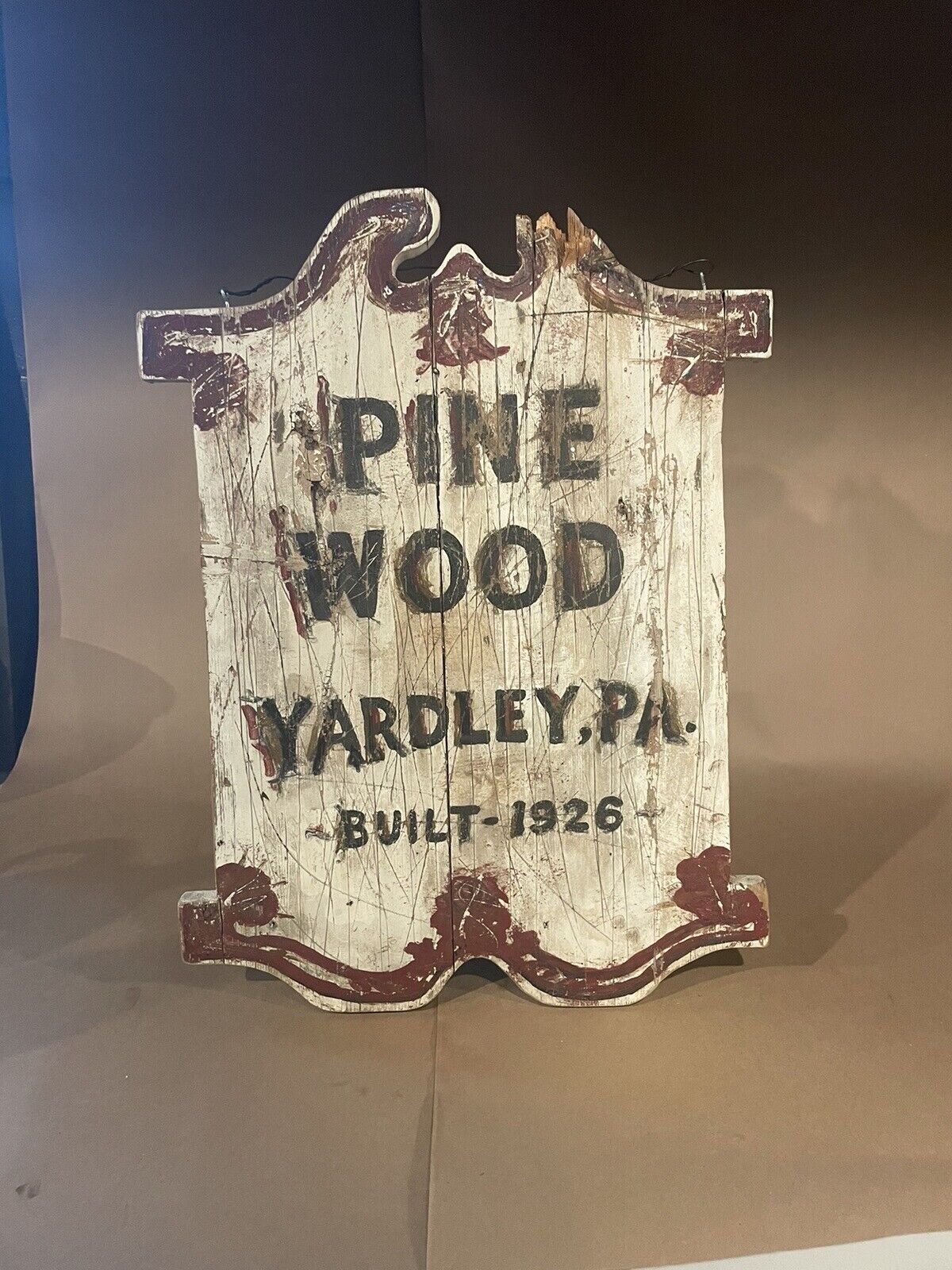 Antique Pine Wood Yardley, PA Wood Sign