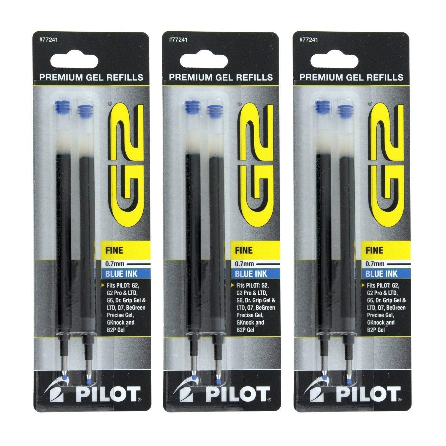 Pilot G2 Gel Ink Refill - 0.70 mm - Fine Point - Blue - 2 / Pack, 3 Packs Lot