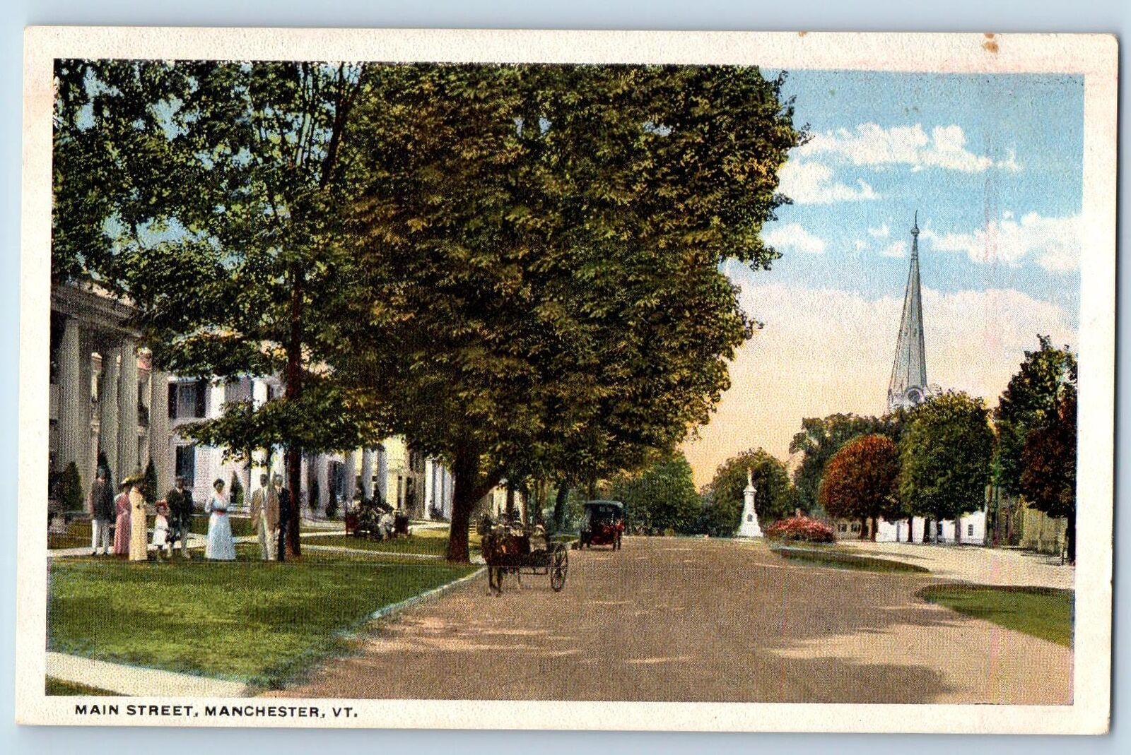 Manchester Vermont VT Postcard Main Street Residence Section c1920\'s Antique