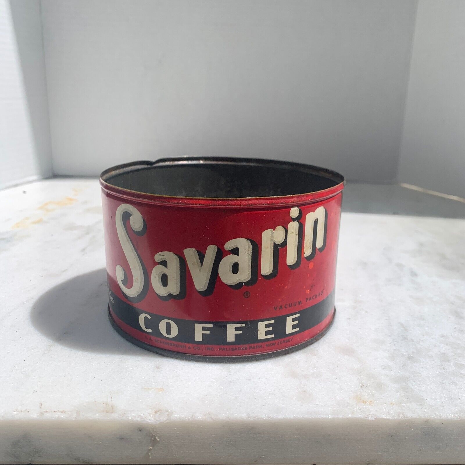 Vintage Red Savarin Coffee Can Advertising Tin One Pound Size Lot of 2