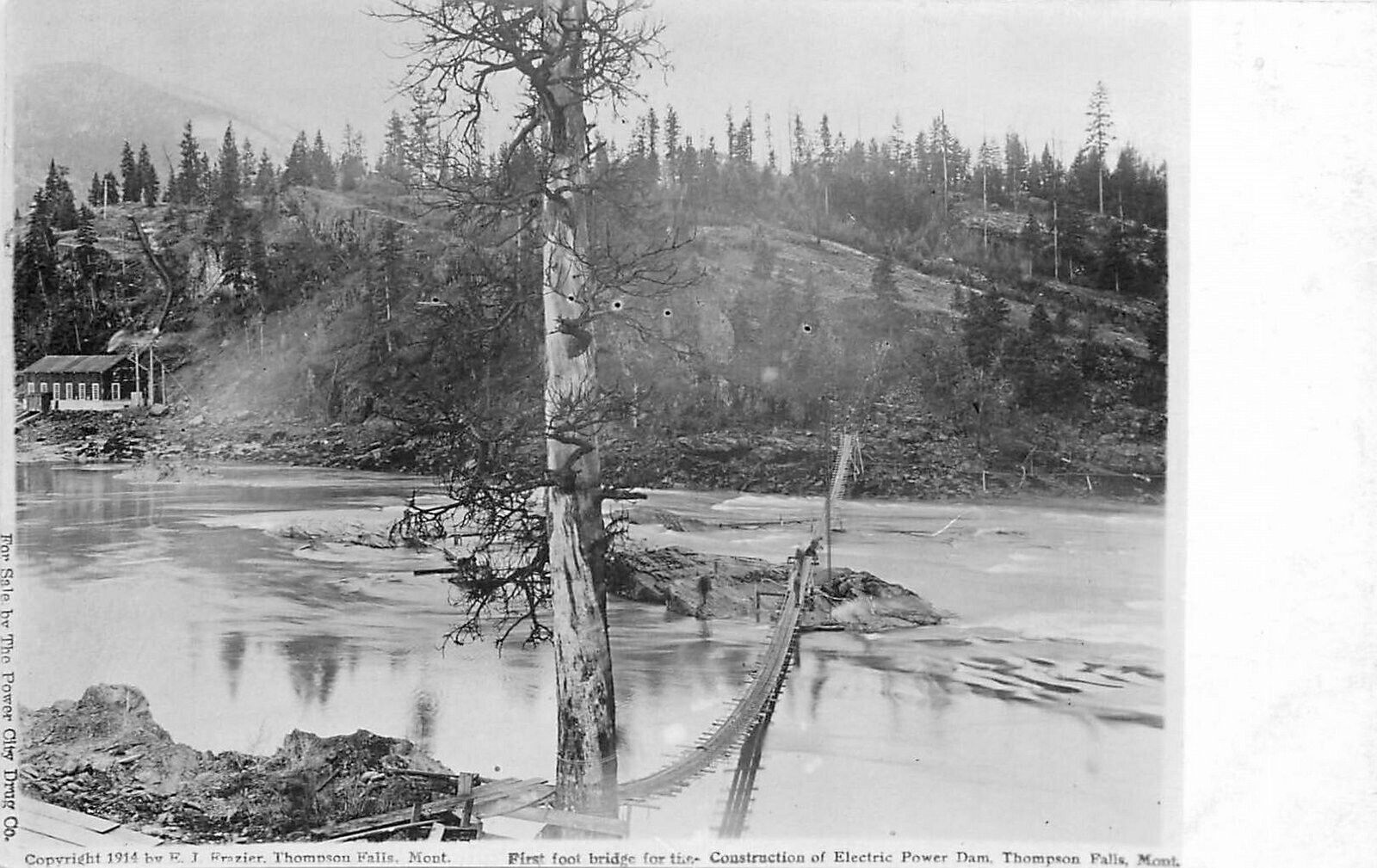 Postcard RPPC C-1910 Thompson Falls Montana Foot Bridge 24-5729