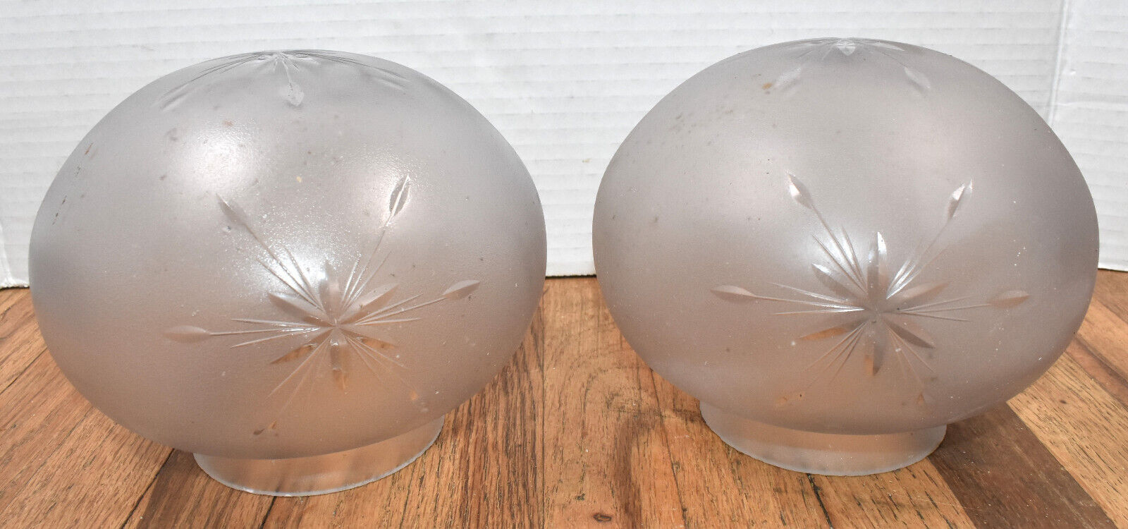 Vintage Matching Pair of Starburst Glass Light Fixture Shades