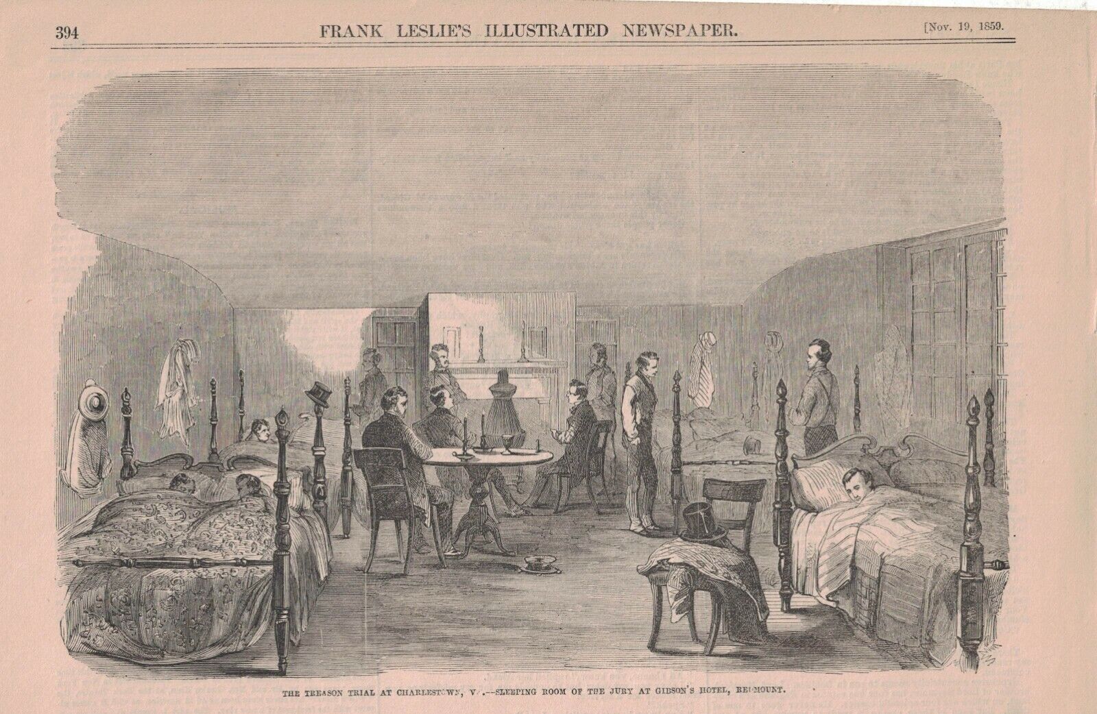 1859 Leslies Illustrated - Harper\'s Ferry Insurrection - Jury sleeping room