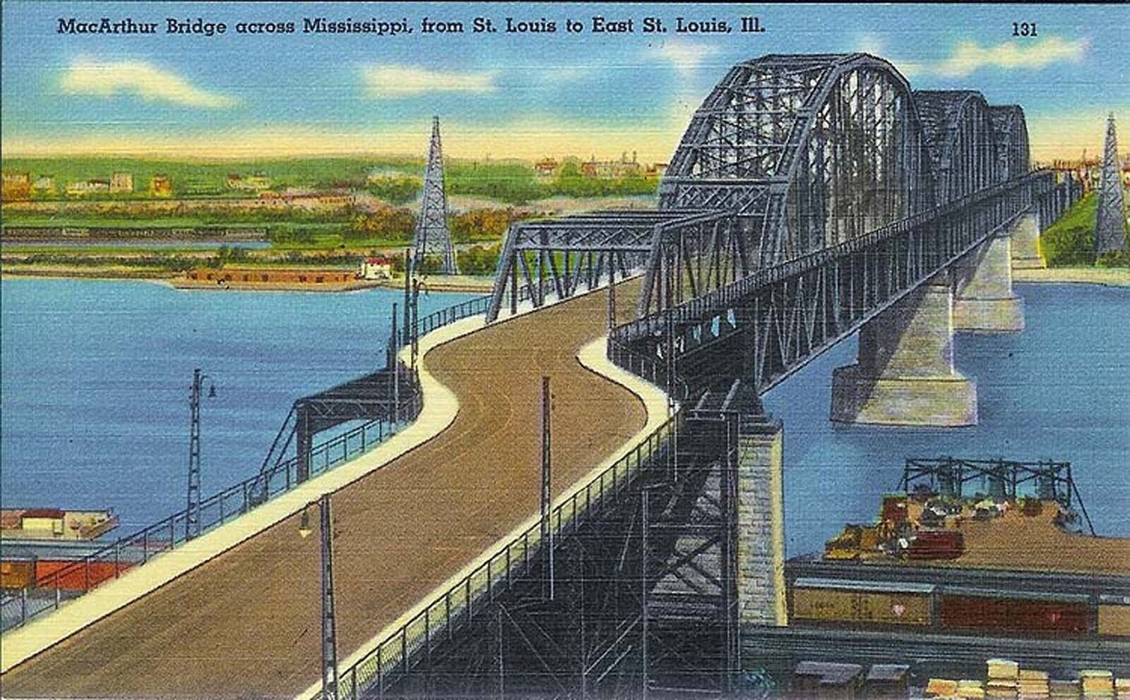 1950\'s MacArthur Bridge, from St. Louis to East St. Louis, Missouri