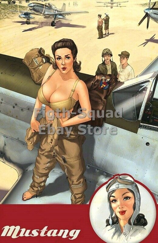 WW2 Picture Photo Mustang pinup Girl 6123