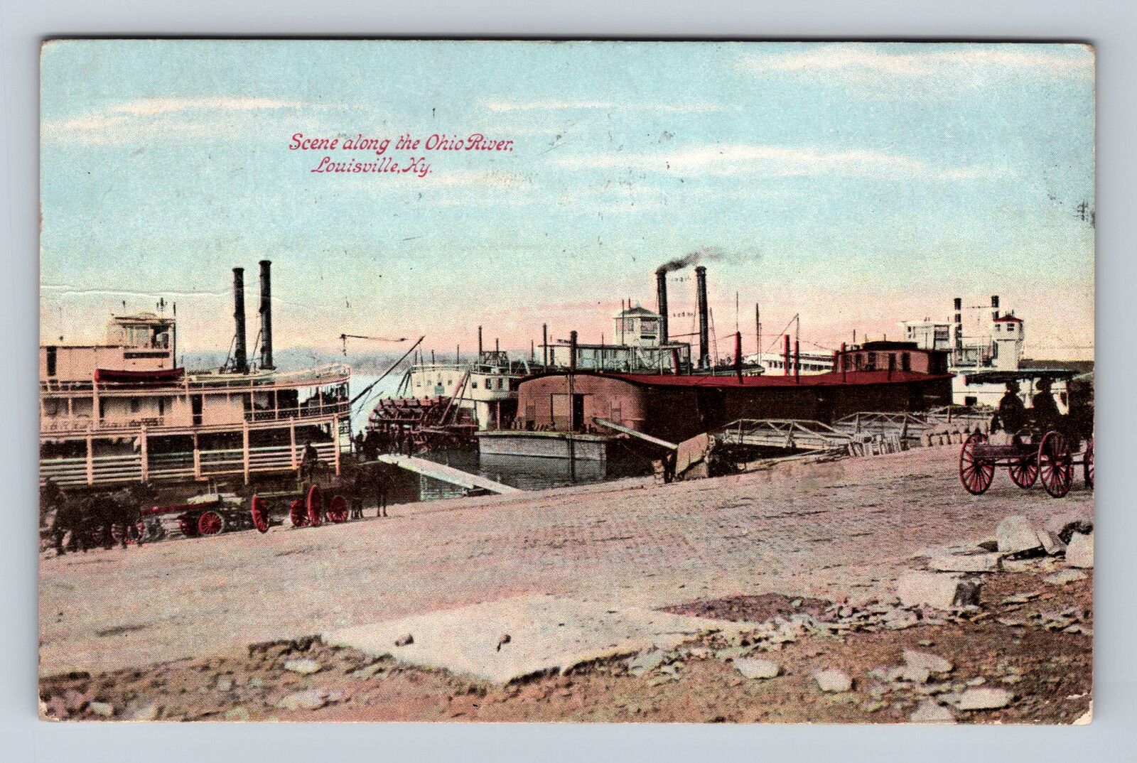 Louisville KY-Kentucky, Scene Along The Ohio River, Vintage c1910 Postcard