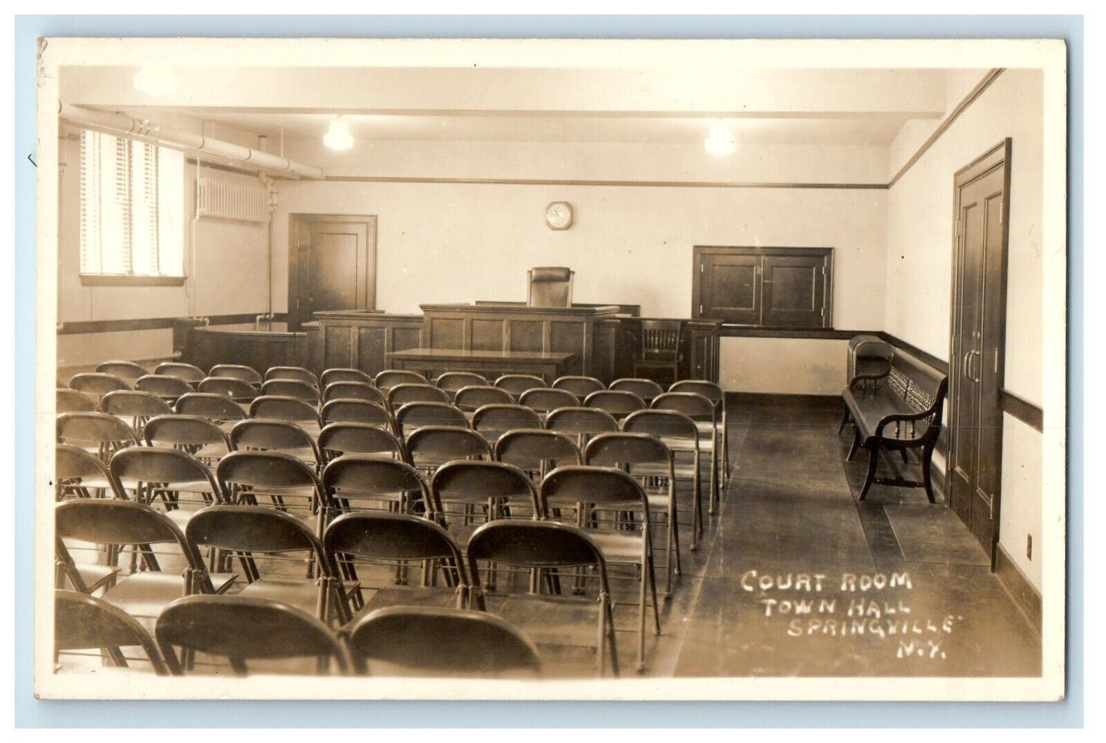 Court Room Town Hall Chairs Interior Springville New York NY RPPC Photo Postcard