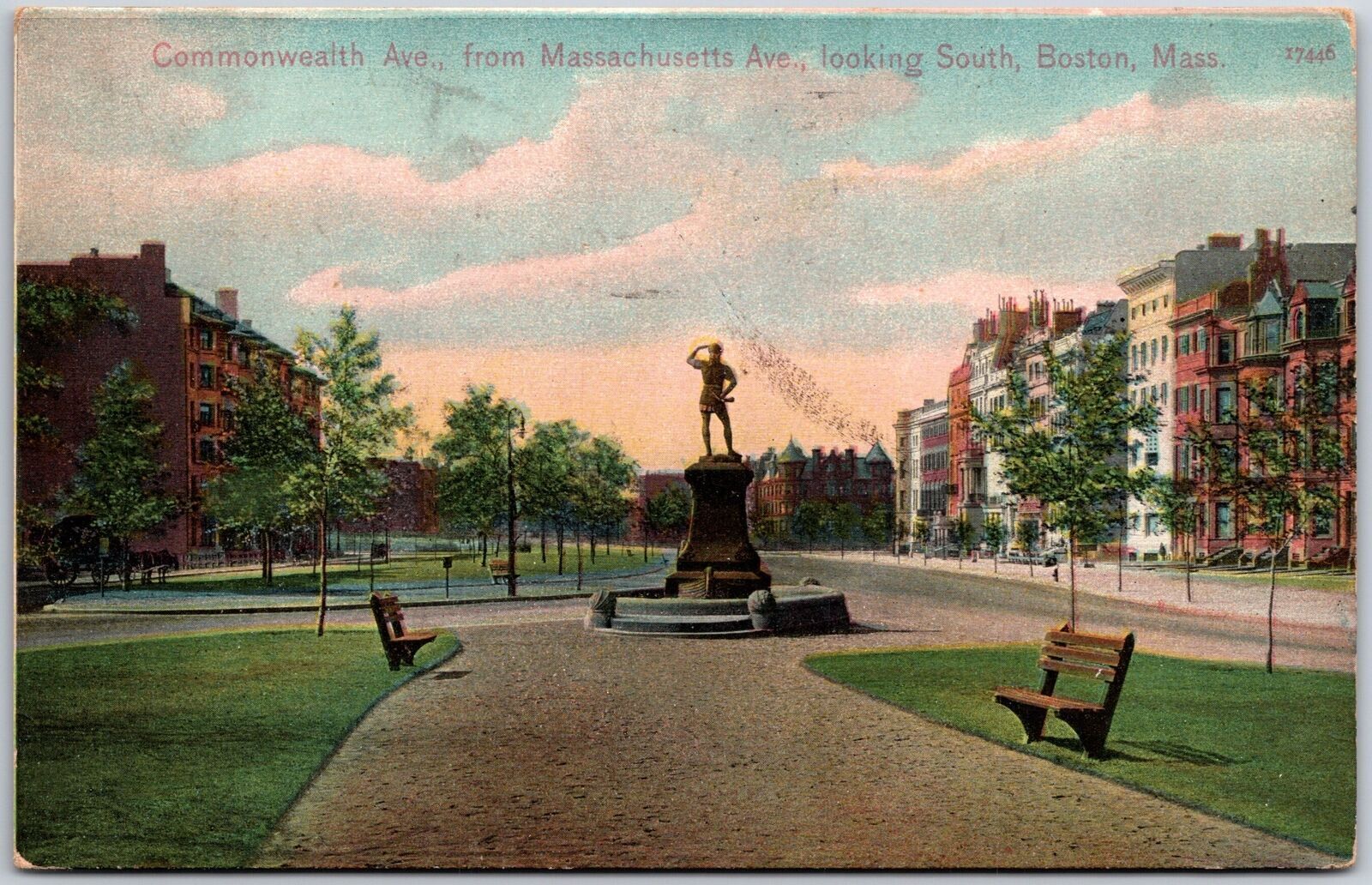1911 Commonwealth Avenue Massachusetts Avenue Looking South Boston MA Postcard