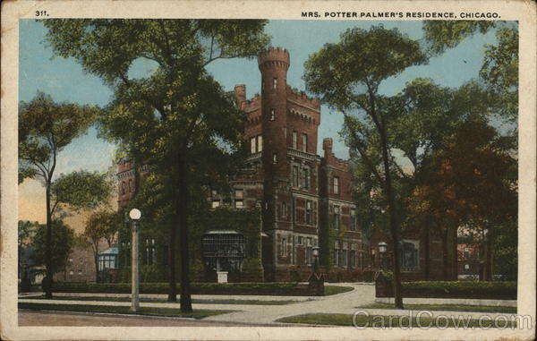 1922 Chicago,IL Mrs. Potter Palmer\'s Residence Cook County Illinois Postcard