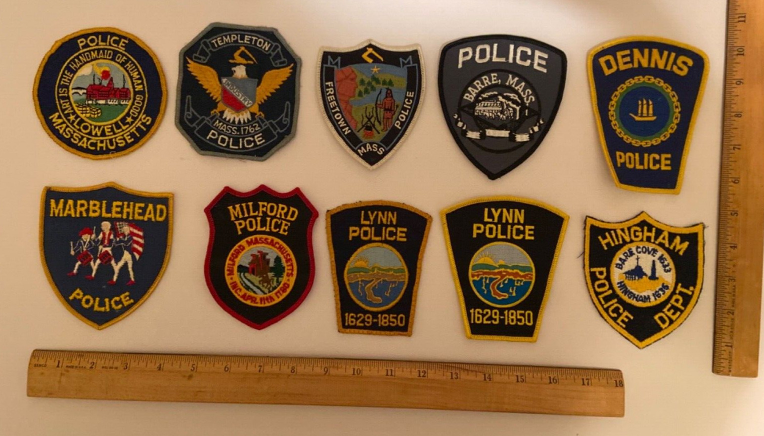 Vintage 10 Item Mixed State of Massachusetts Obsolete Police Patch Lot #2