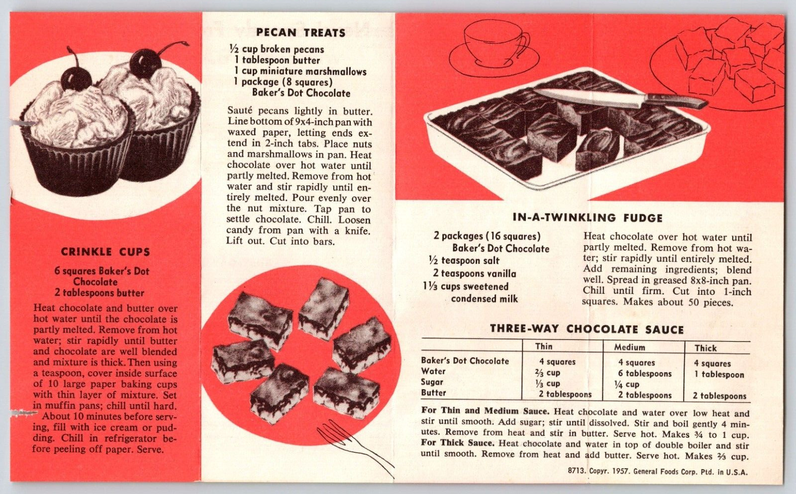 Baker\'s Chocolate Baker\'s Flavor Recipe Pamphlet Vintage