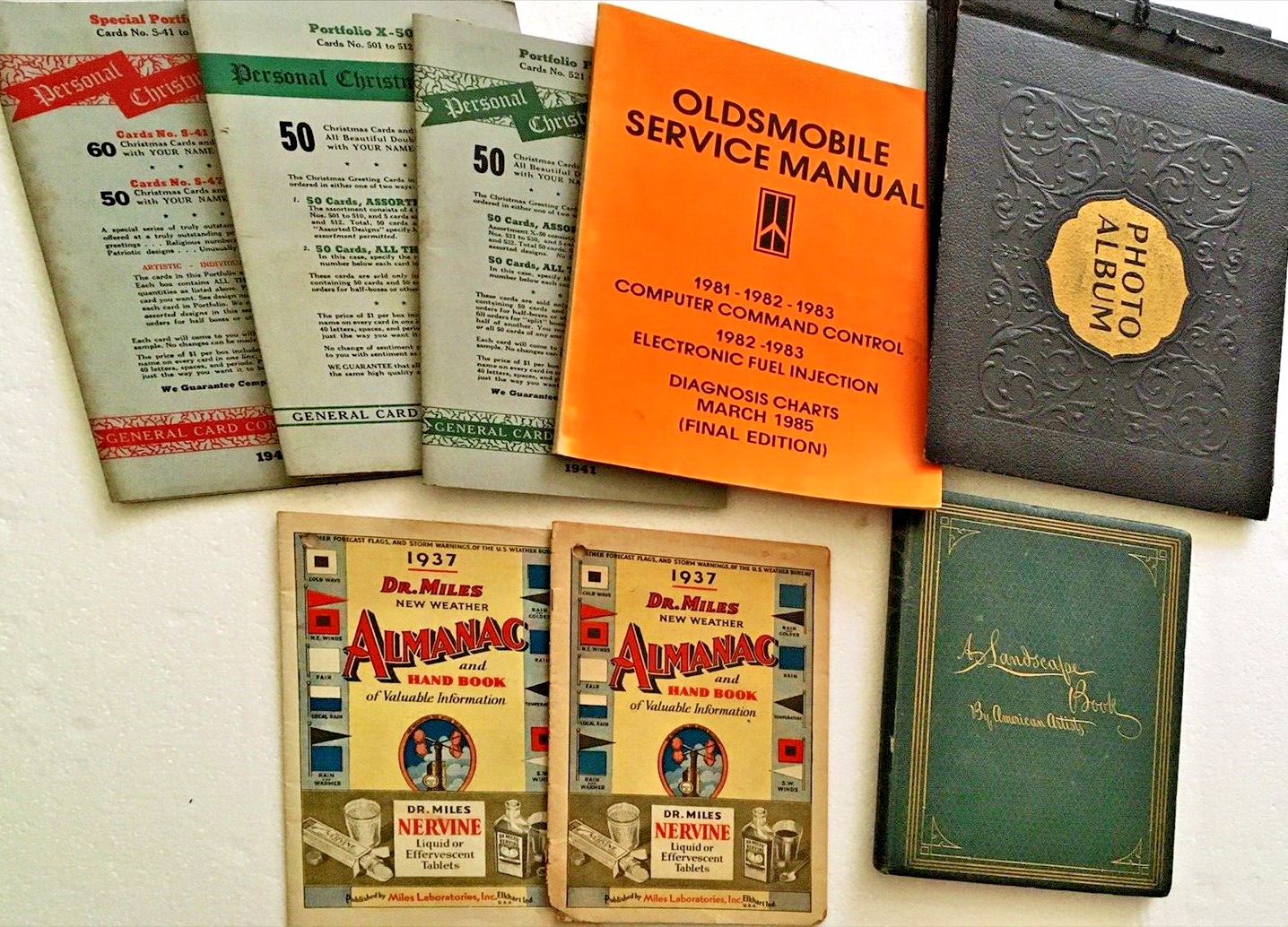 Old Vintage Antique Ephemera Salesman Samples Cards Almanacs Album 1867 Book