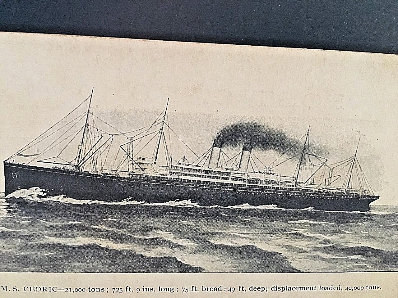 Postcard R.M.S. Cedric Steam Boat Cruise Liner 1903-1932   UDB  X7