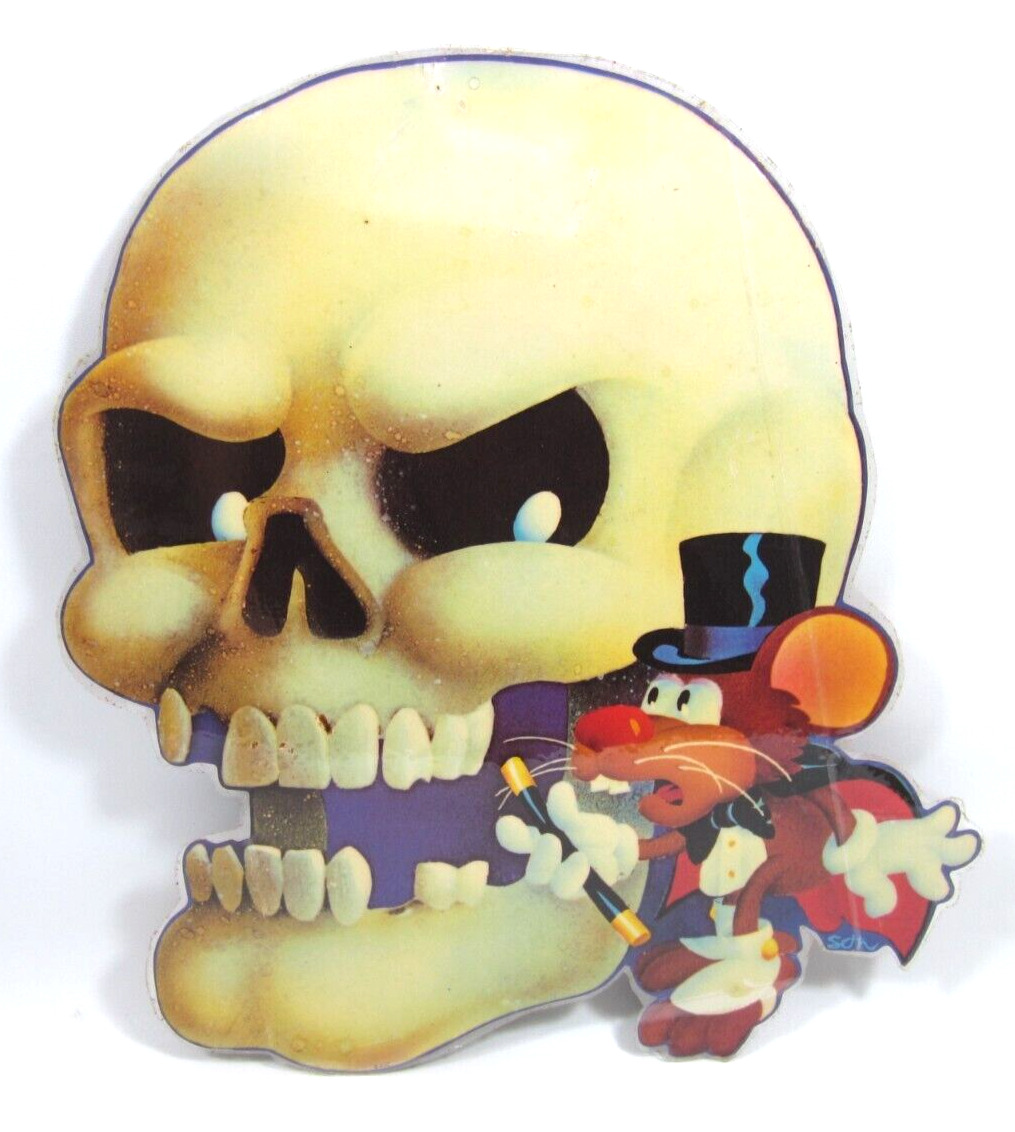 Halloween VTG 90s Window Cling Decor Skull Magician Mouse AGC Seth Spooky 2 Side