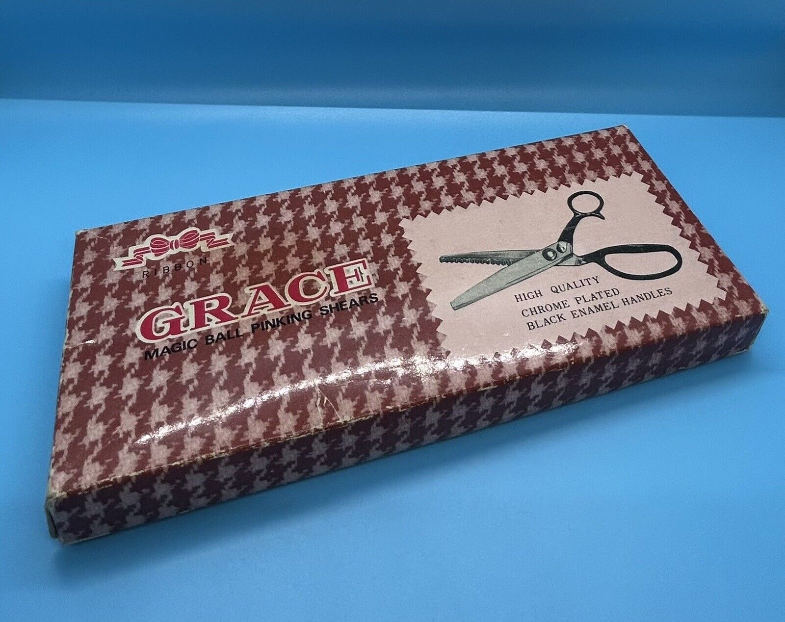 Vintage 1950s/60s Grace Magic Ball Pinking Shears In Box Scissors  Chrome Plated