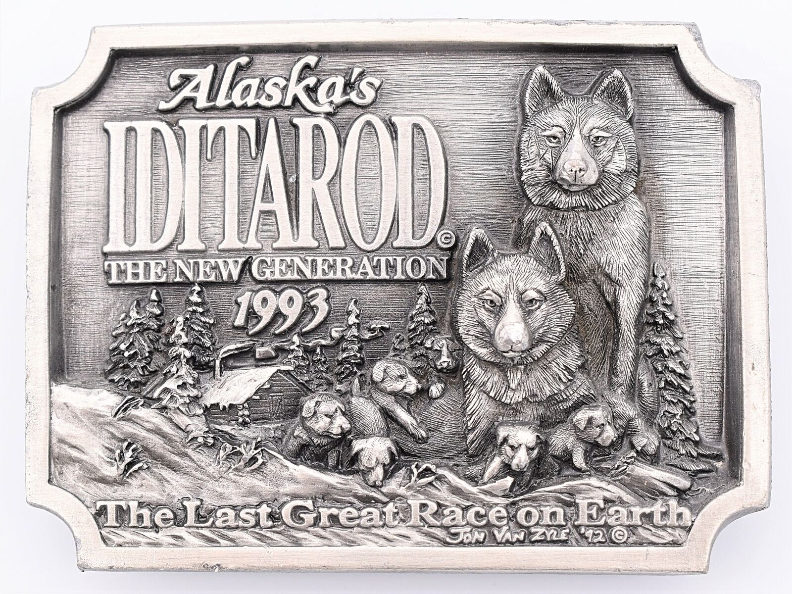 1993 Iditarod Dog Sled Mushing Race Alaska Vintage Belt Buckle