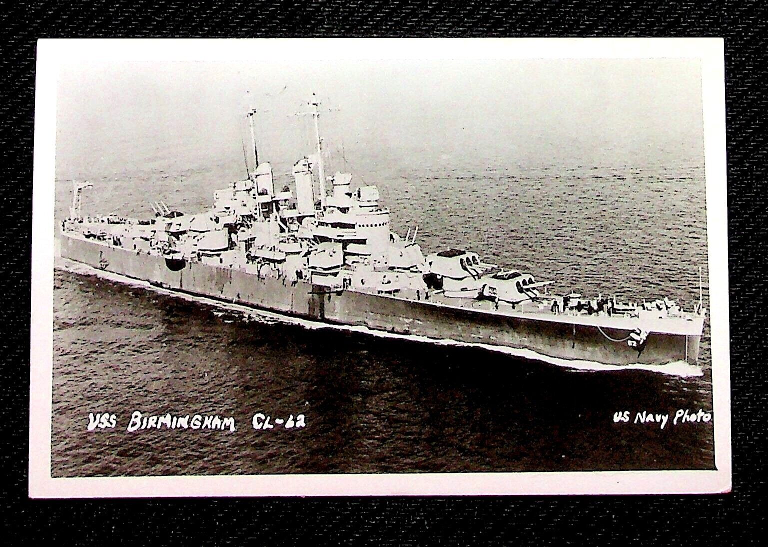 RPPC USS Birmingham CL-62, US Navy Photo, Unposted