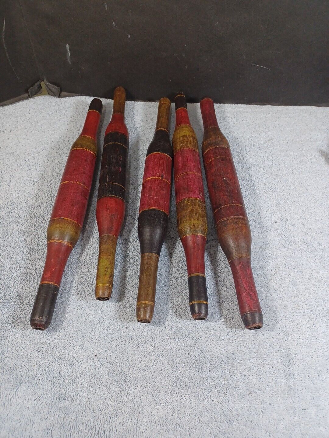 Lot of 5 Vintahe Wooden Chapati Bread Rolling Pins 