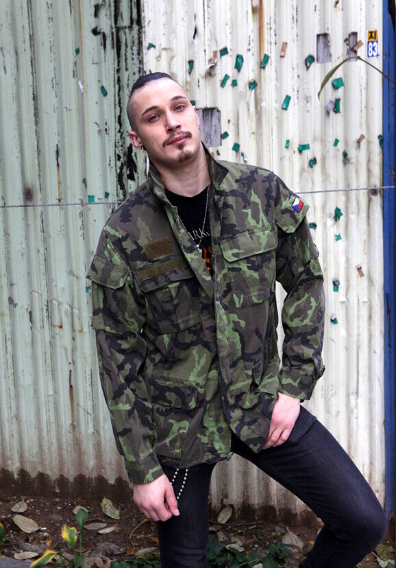 Vintage 1990s Czech Army military camo jacket coat camouflage m65 style unlined