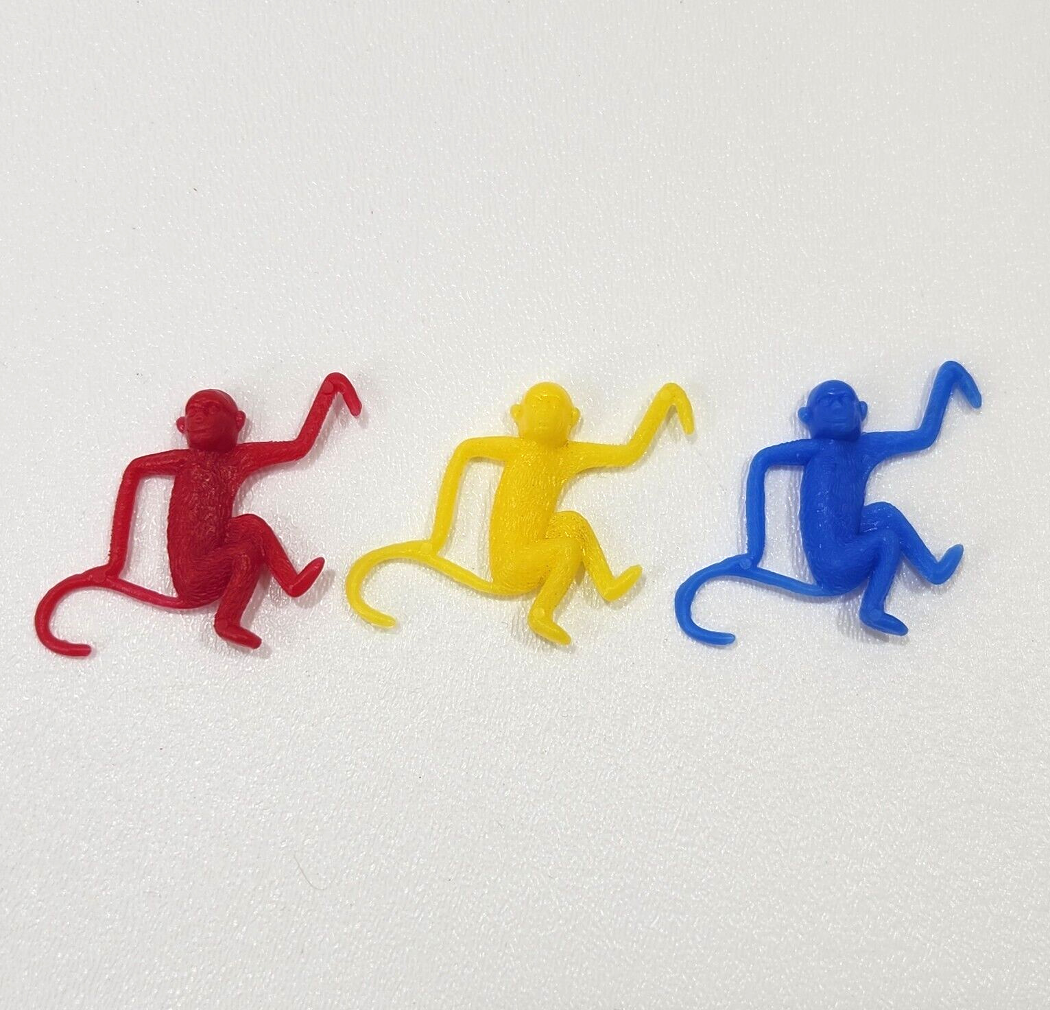 Vintage 1960s Premium Cracker Jack Prize Toy Plastic Hanging Monkeys Lot of 3