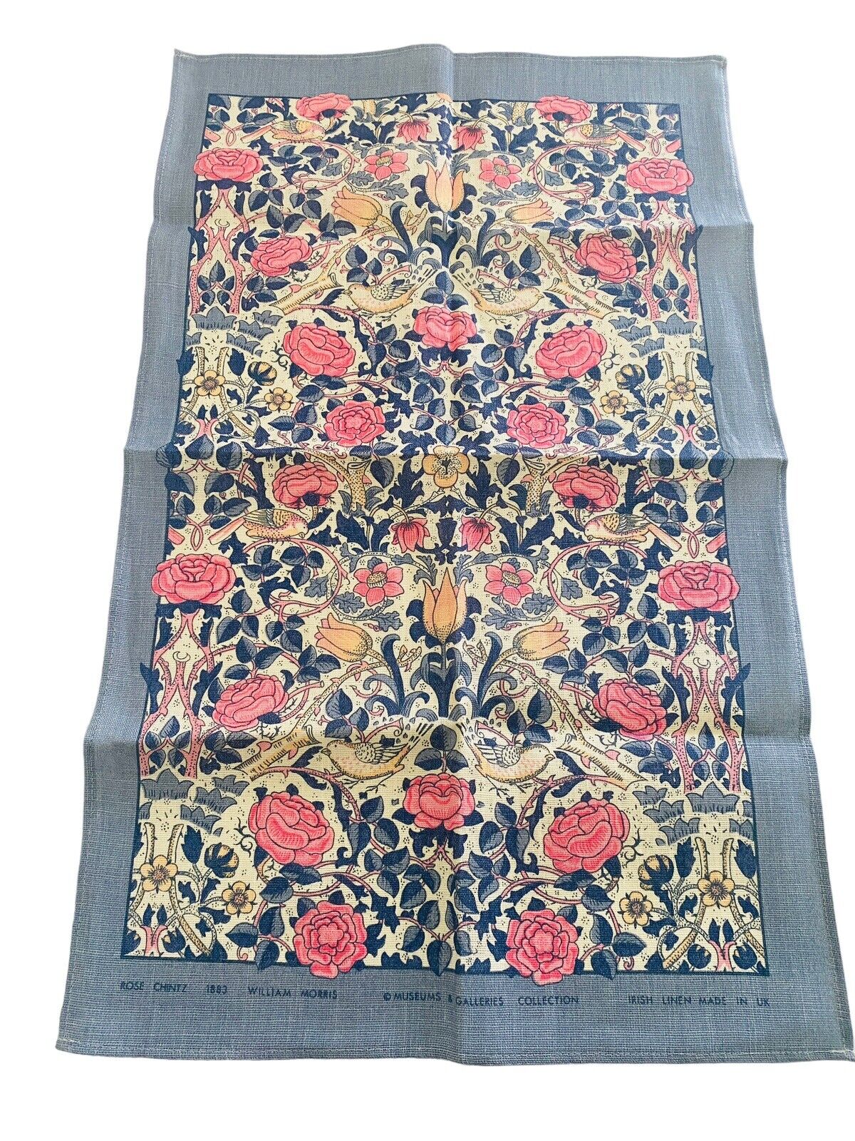 New Museums Galleries Rose Chintz Irish Linen Made in UK Tea Towel