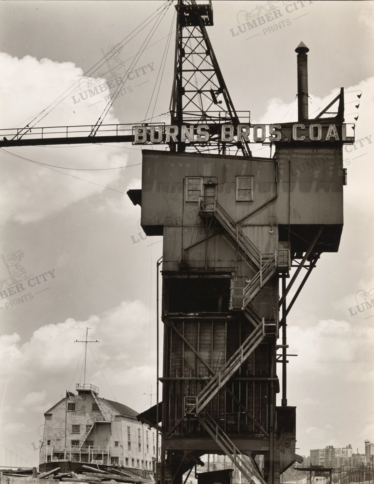 1937 Burns Brothers Coal elevator and U.S.S. Illi NY New York 8.5\