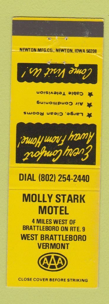 Matchbook Cover - Molly Stark Motel West Brattleboro VT