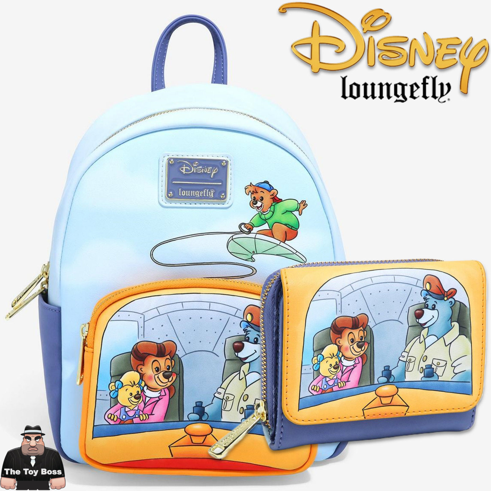 🔥Loungefly Disney Talespin Baloo & Crew Matching Mini Backpack & Wallet Set NEW