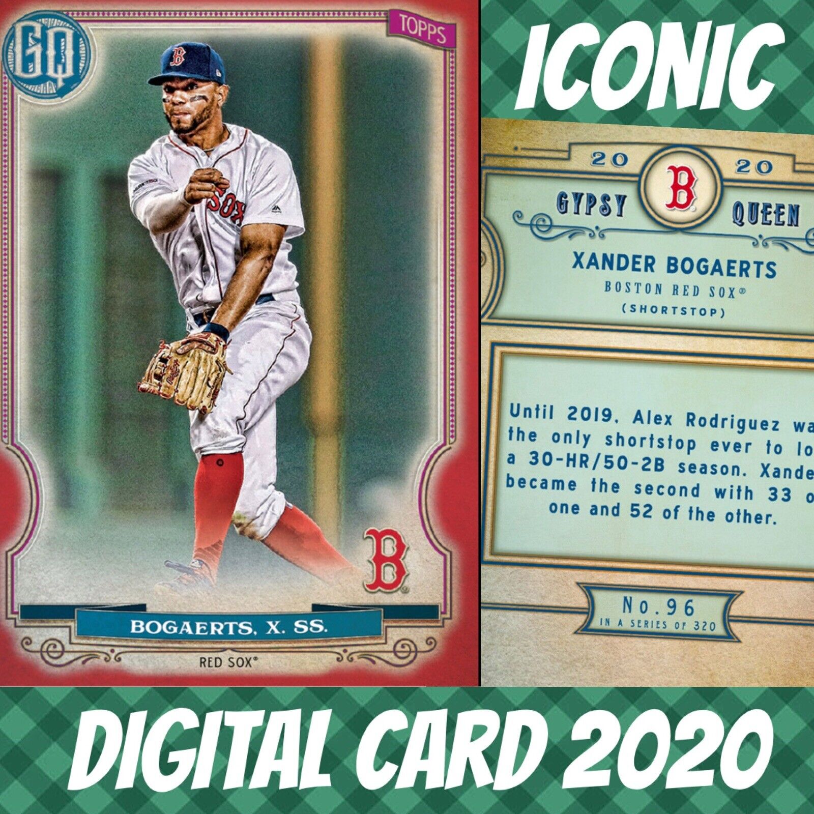 2020 Topps Colorful 20 Xander Bogaerts Gypsy Queen Red Base Iconic Digital Card