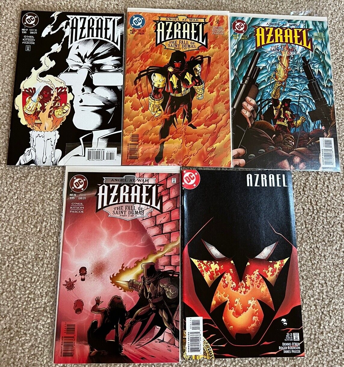 Lot of 5 Azrael DC Comics from 1996, 1997