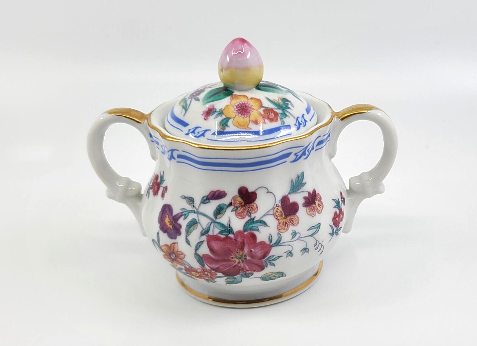 * WOW VINTAGE ARDALT LENWILE HAND-PAINTED FLORAL SUGAR BOWL WITH LID *