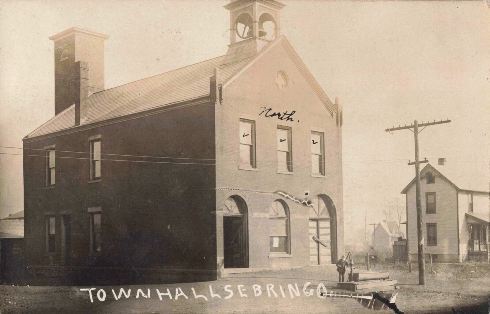 Town Hall Building Sebring Ohio OH 1909 Real Photo RPPC
