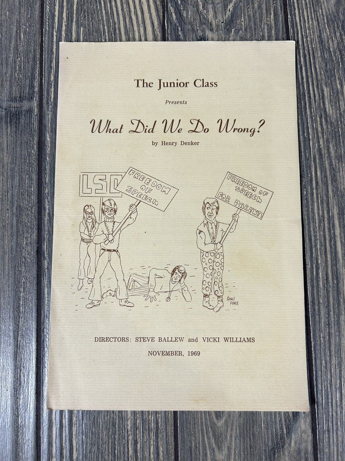 Vintage November 1969 The Junior Class Presents What Did We Do Wrong Program