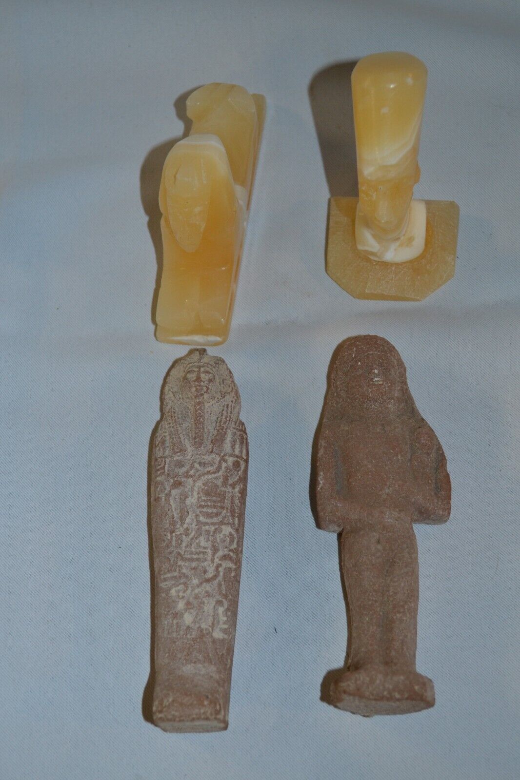 Vintage Lot of 4 Ancient Egyptian Hand Carved Statues