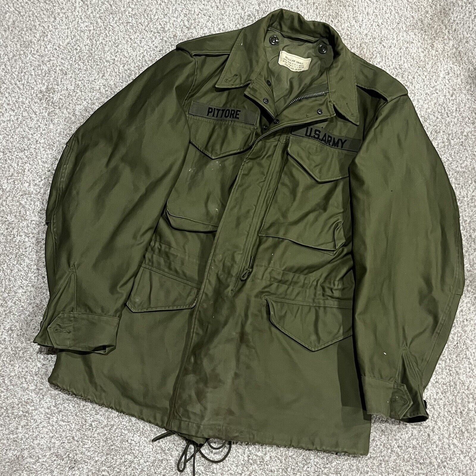 US Army Jacket Small M 1961 Vietnam Field OG 107 Olive Green Sateen Taxi Driver