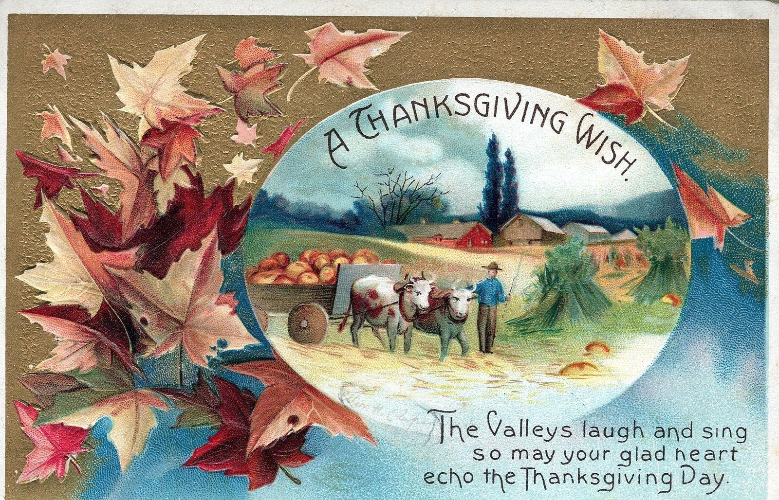 THANKSGIVING - The Valleys Laugh And Sing A Thanksgiving Wish Postcard