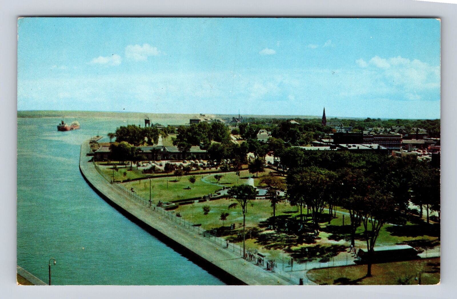 Sault Ste. Marie MI-Michigan, Waterfront Government Park, Vintage Postcard
