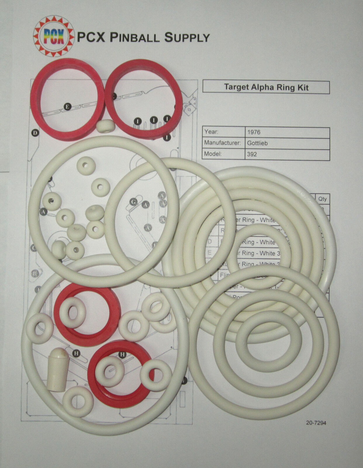 1976 Gottlieb Target Alpha Pinball Rubber Ring Kit