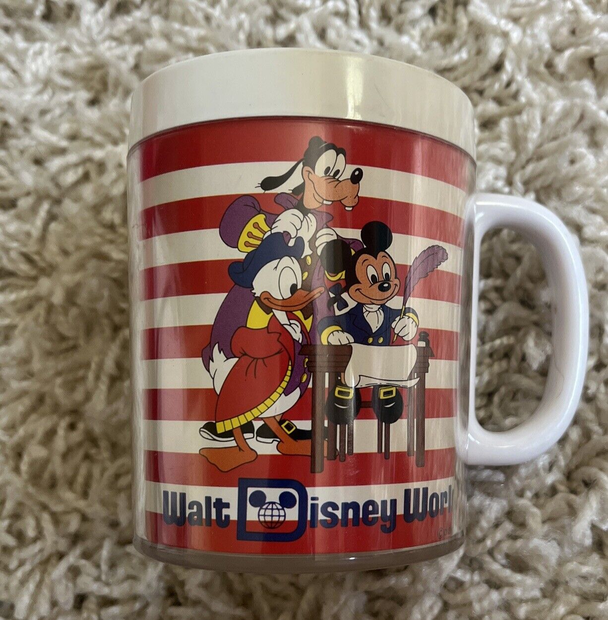 *RARE* Vintage Disney World Mug Mickey Goofy Donald We The People American Flag
