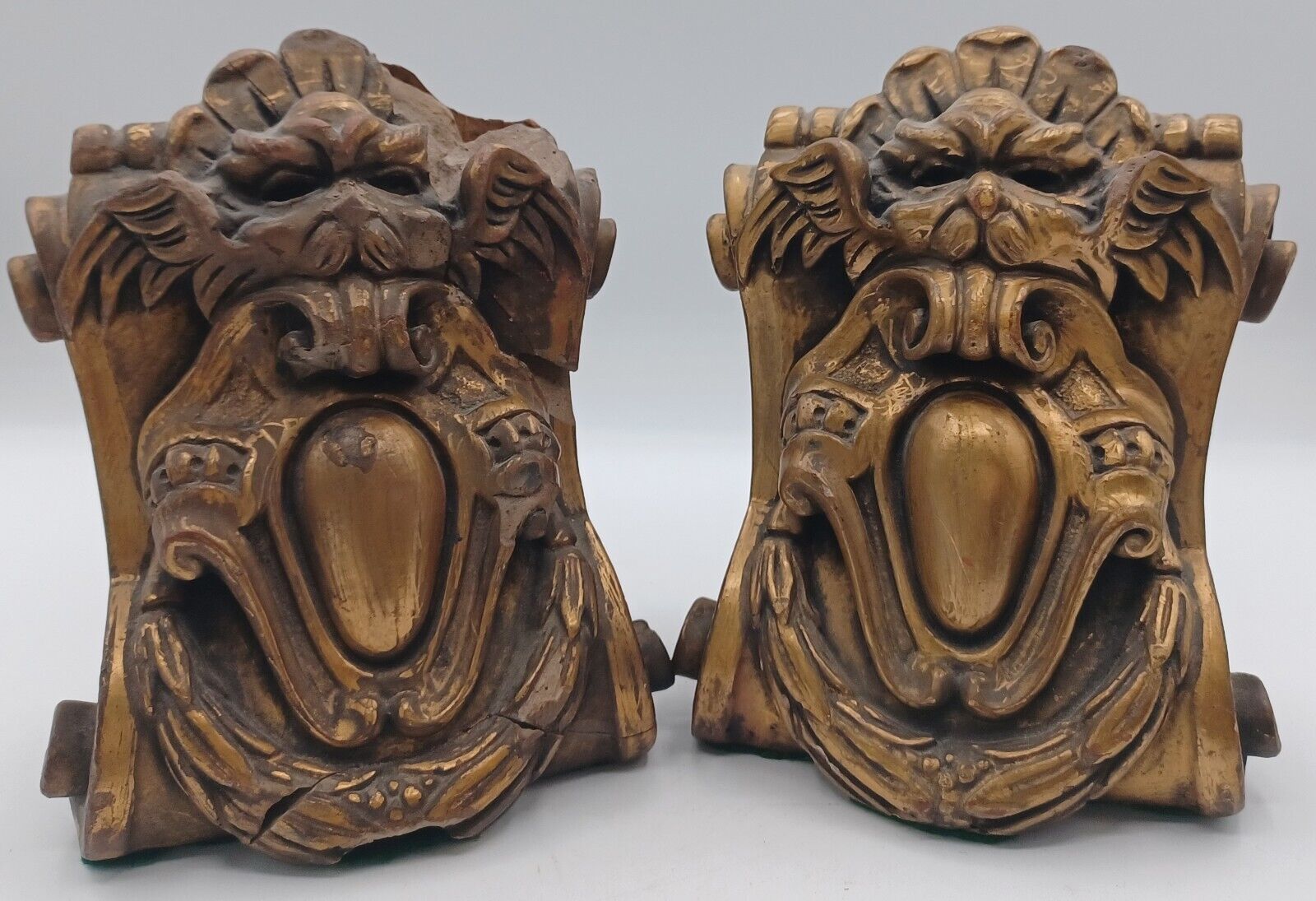 Vintage Resin Renaissance / Neo Classical Style Bookends READ 6 3/8\