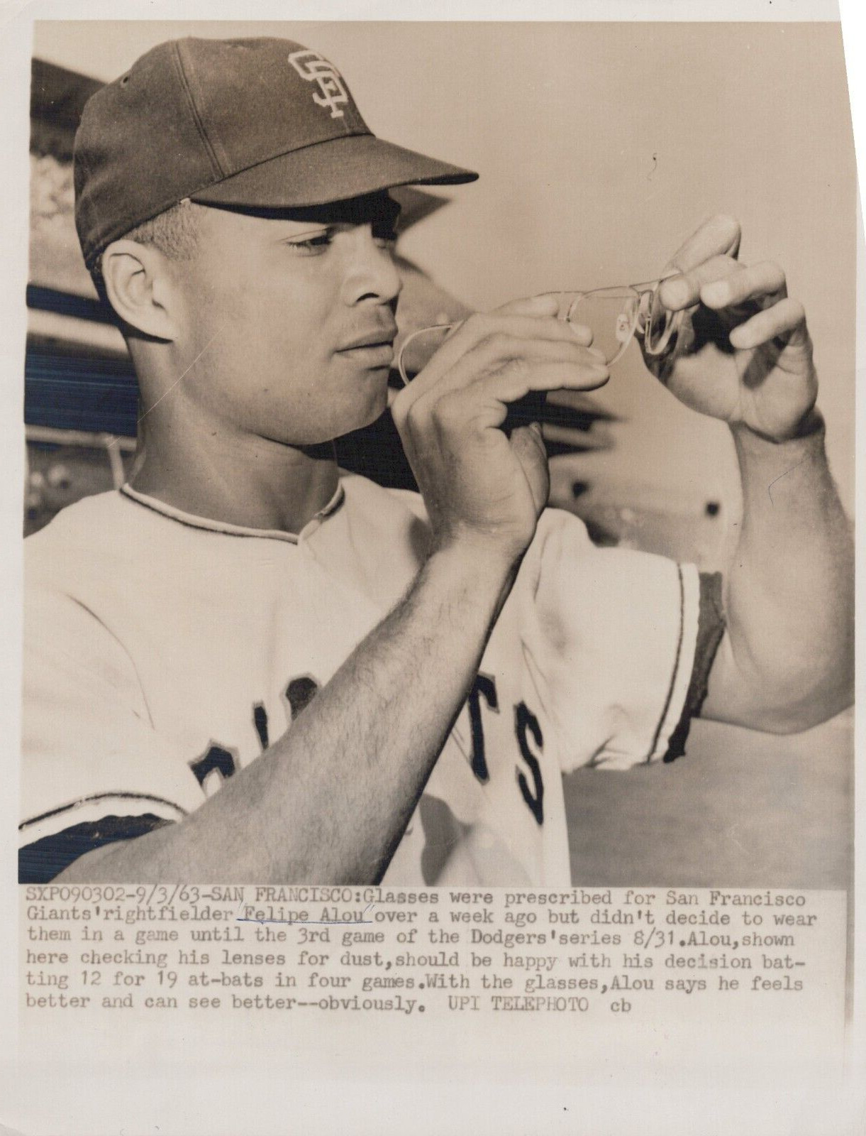 MLB Baseball San Francisco Giant Legend Felipe Alou Portrait 1963 Photo 483