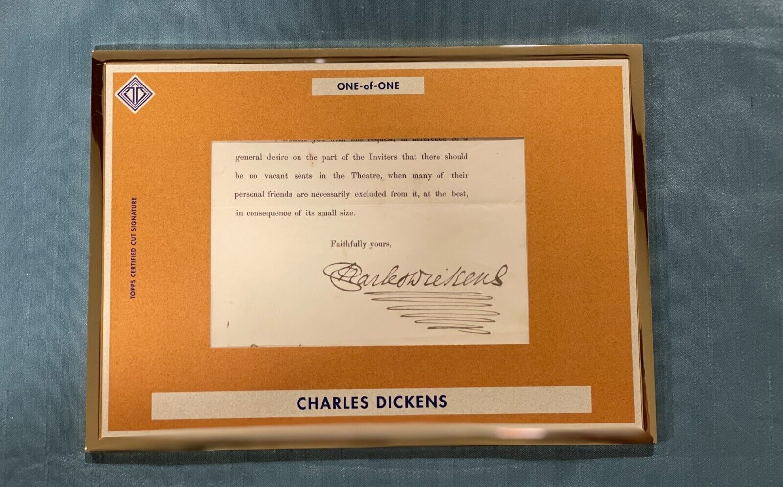 1949 Charles Dickens Topps Certified Authentic Cut Autograph