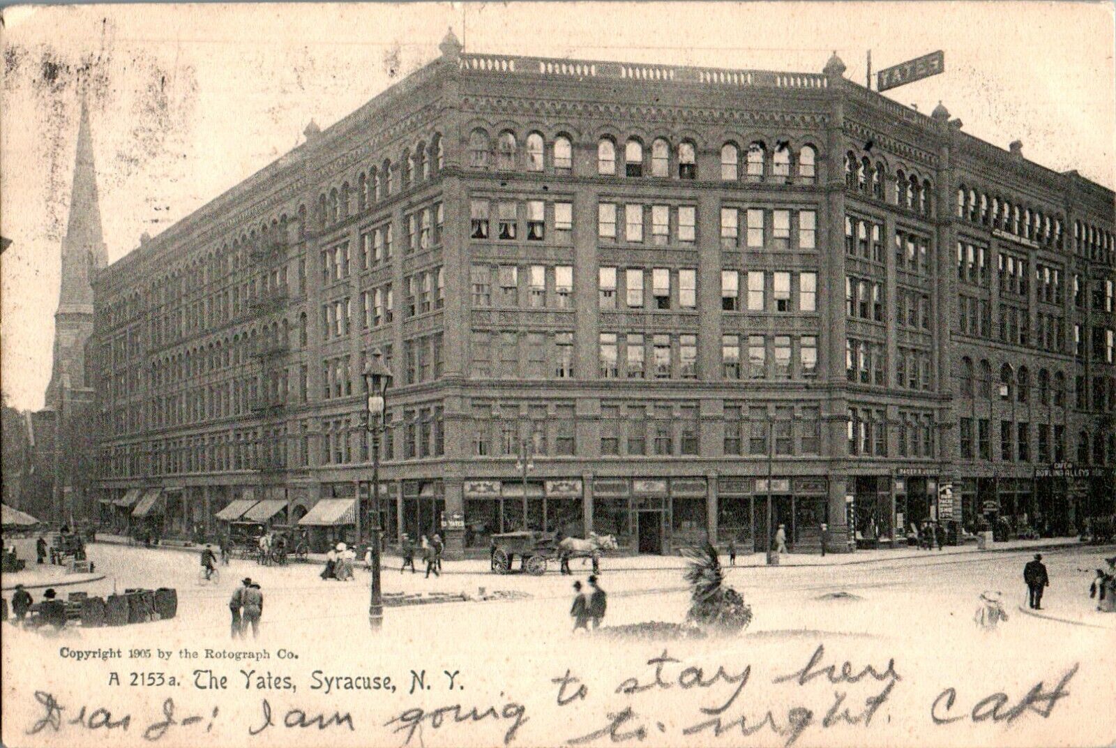Yates Hotel, Syracuse, New York NY 1906 Postcard