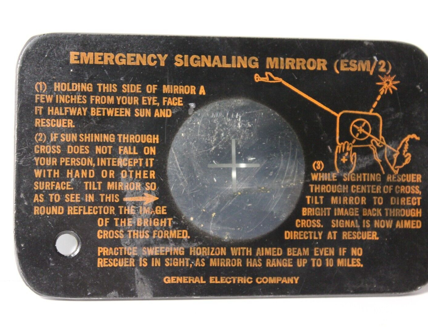 WWII WW2 1940s Vintage EMERGENCY SIGNALLING MIRROR (ESM/2) General Electric GE