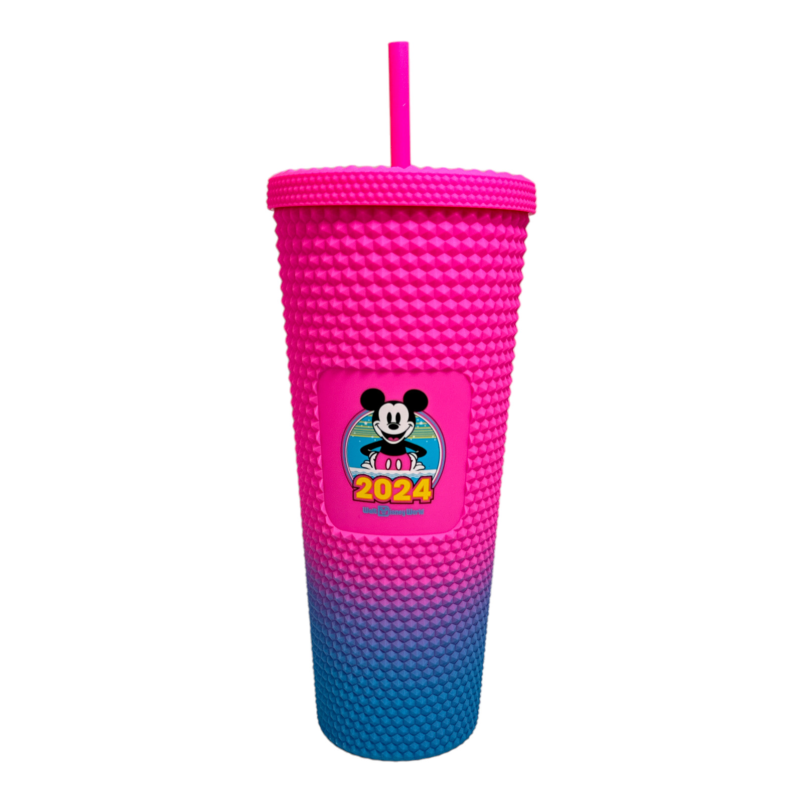 New Walt Disney World Starbucks Mickey Mouse Neon Pink Blue 2024 Tumbler Cup
