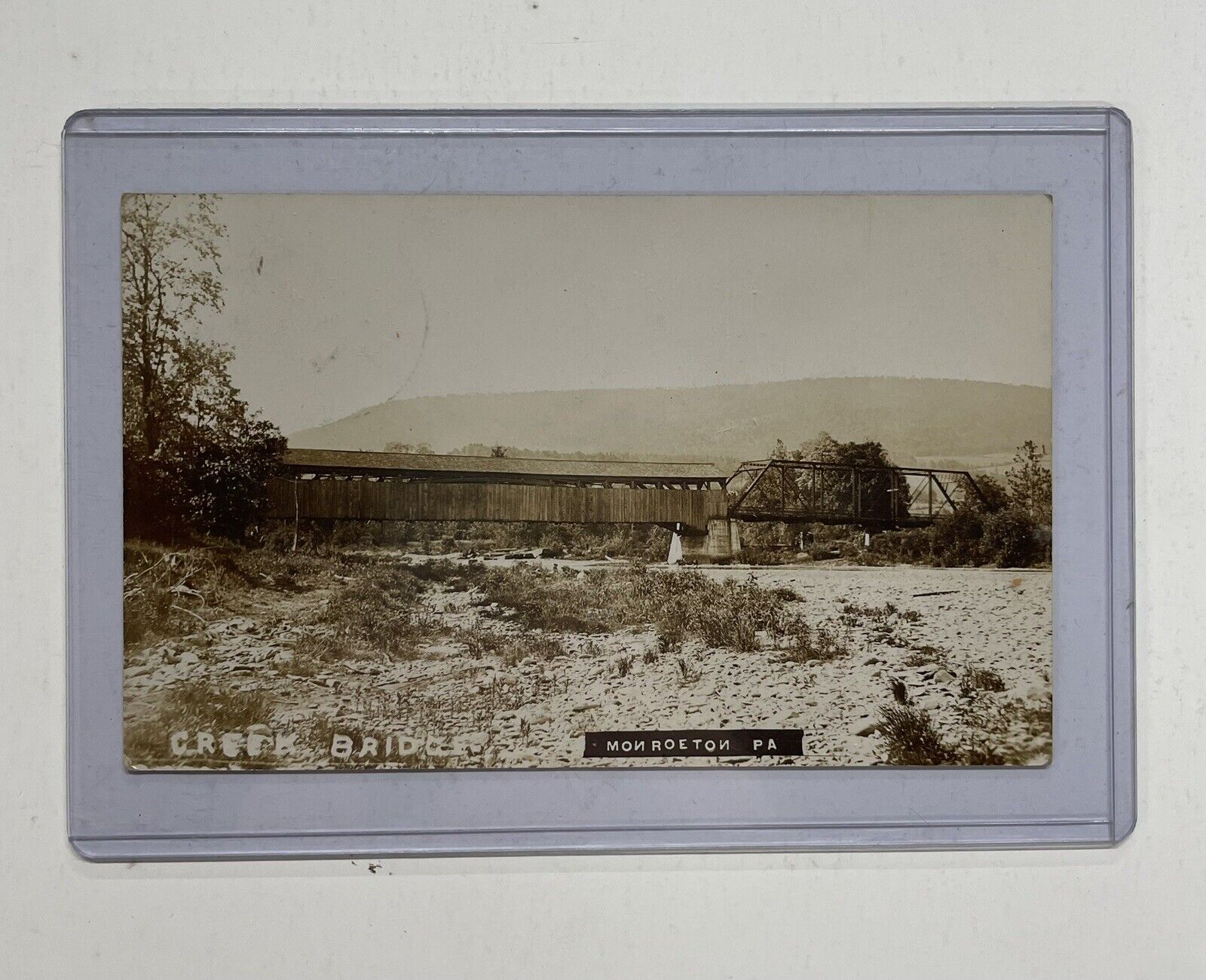 Monroeton PA 1910 RPPC Covered Creek Bridge Ferris Towanda Vintage Postcard