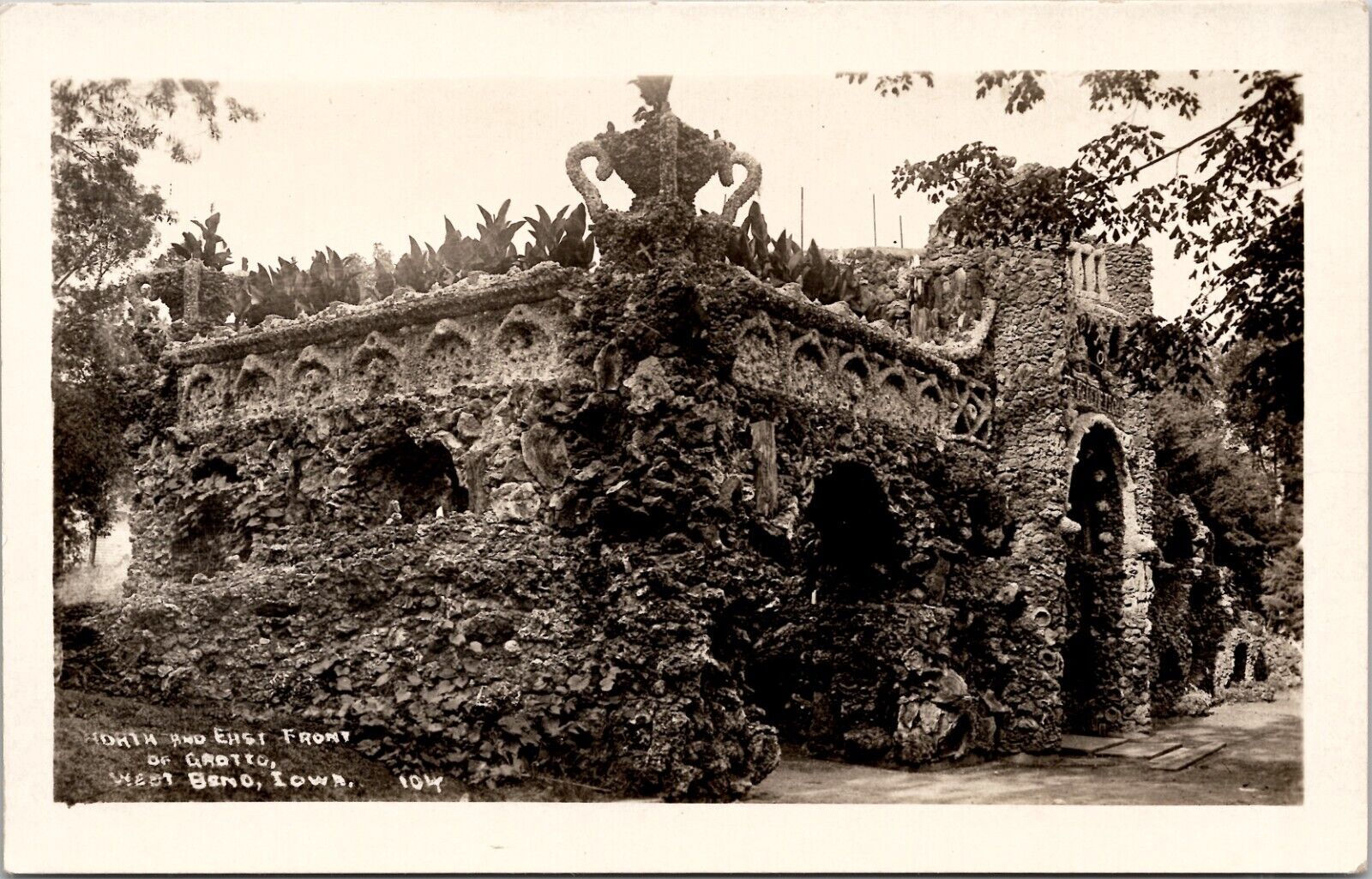 North and East Front of Grotto, West Bend, Iowa Vintage Postcard Wps1