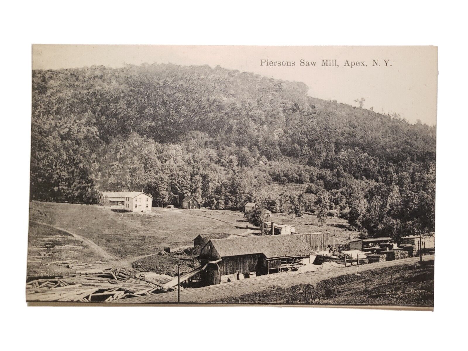c. 1907-15 A. S. Pierson Postcard: Apex, NY - Piersons Saw Mill
