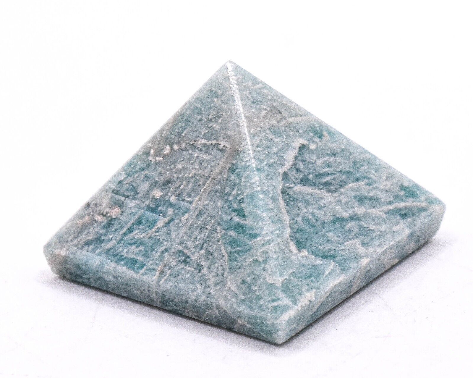 135ct 33mm Blue Green Amazonite Pyramid LW UV Reactive Feldspar Mineral - India
