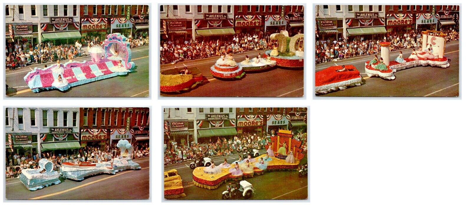 Peony Festival Parade Float Van Wert Ohio OH UNP Unused LOT of 5 1958